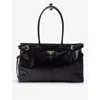 Prada Womens Black Logo-plaque Large Leather Top-handle Bag