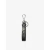 Prada Womens Black Logo-plaque Leather Keychain In Black