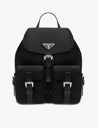 PRADA WOMENS BLACK LOGO-PLAQUE POLYAMIDE BACKPACK