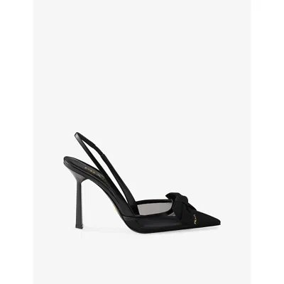 Prada Mesh Slingback Pumps Featuring Bow Detail In Black