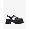 Prada Rubber Logo Chunky-sole Fisherman Sandals In Black