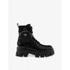 Prada Monolith Side Small Pocket Decorative Lacing Platform Martin Boots In Black