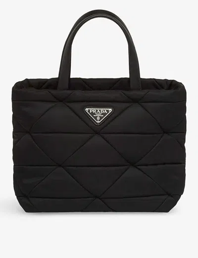 PRADA WOMENS BLACK PADDED RE-NYLON TOTE BAG