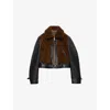 Prada Womens Black Panelled Leather And Shearling Jacket