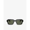 Prada Womens Black Pr 02zs Rectangle-frame Acetate Sunglasses In Black