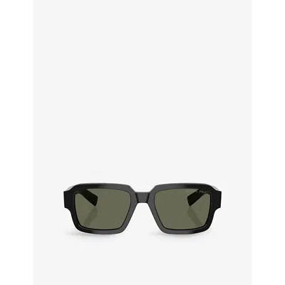 Prada Womens Black Pr 02zs Rectangle-frame Acetate Sunglasses