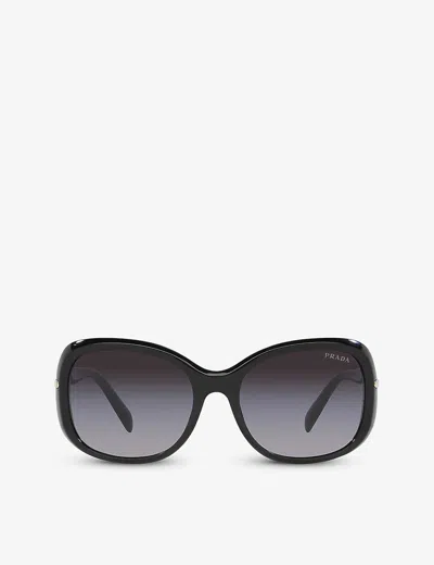 Prada Womens Black Pr 04zs Square-frame Acetate Sunglasses