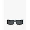 Prada Womens Black Pr 06ys Rectangle-frame Acetate Sunglasses In Black