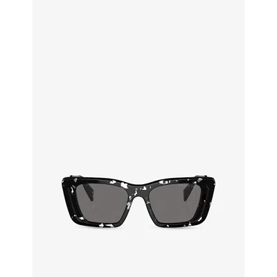 Prada Womens Pr 08ys Butterfly-frame Acetate Sunglasses Black