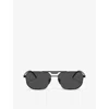 Prada Womens  Pr 14ys Rectangle-frame Metal Sunglasses In Black