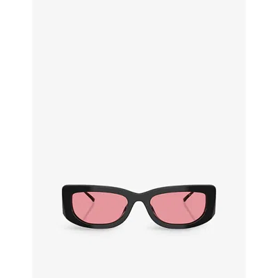 Prada Womens Black Pr 14ys Strawberry-lens Rectangle-frame Acetate Sunglasses