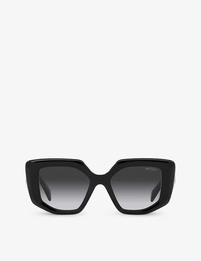 Prada Womens Black Pr 14zs Irregular-frame Acetate Sunglasses