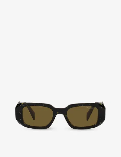 Prada Womens Black Pr 17ws Rectangle-frame Acetate Sunglasses