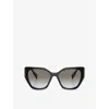 Prada Womens Pr 19zs Square-frame Acetate Sunglasses Black In Black