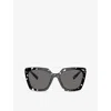 Prada Womens Pr 23zs Abstract-pattern Acetate Sunglasses Black In Black