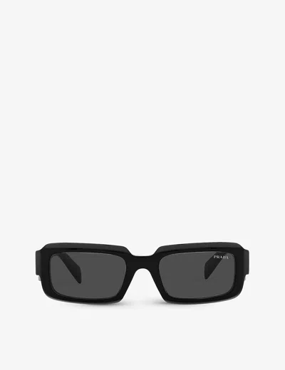 Prada Womens Black Pr 27zs Branded-arm Rectangle-frame Acetate Sunglasses