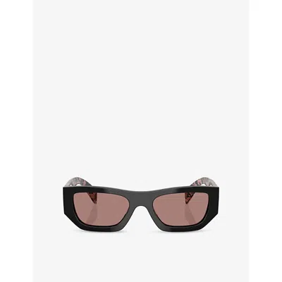 Prada Womens Black Pr A01s Pillow-frame Acetate Sunglasses