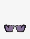 Prada Womens Black Pr A06s Rectangle-frame Acetate Sunglasses In Black