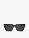 Prada Womens Black Pr A06s Rectangle-frame Acetate Sunglasses In Black
