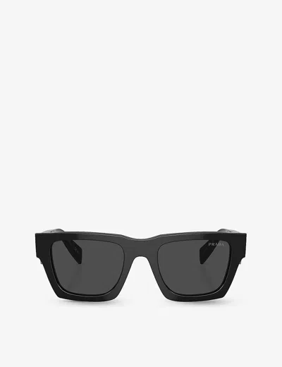 Prada Womens Black Pr A06s Rectangle-frame Acetate Sunglasses