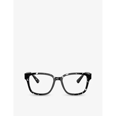 Prada Womens Black Pr A09v Square-frame Tortoiseshell Acetate Eyeglasses