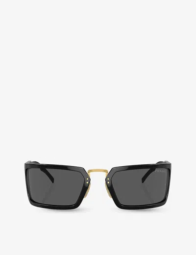 Prada Womens Black Pr A11s Irregular-frame Propionate Sunglasses