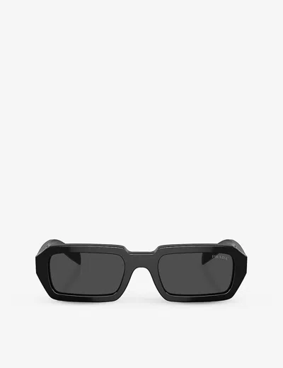 Prada Mens Black Pr A12s Irregular-frame Acetate Sunglasses
