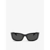 Prada Womens  Pr A14s Butterfly-frame Acetate Sunglasses In Black