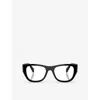 Prada Womens Pr A18v Irregular-frame Acetate Glasses Black In Black