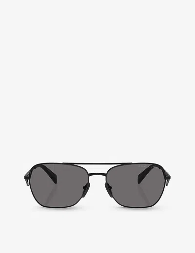 Prada Womens Black Pr A50s Pillow-frame Steel Sunglasses