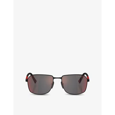 Prada Womens Black Pr A51s Square-frame Metal Sunglasses