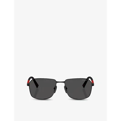 Prada Womens Pr A51s Square-frame Metal Sunglasses Black