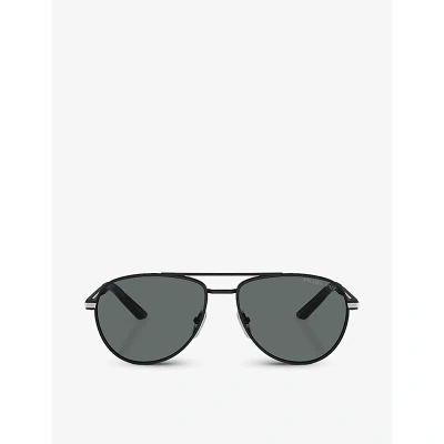 Prada Womens Black Pr A54s Pilot-frame Acetate Sunglasses