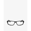 Prada Womens Black Pr B02v Rectangle-frame Acetate Glasses