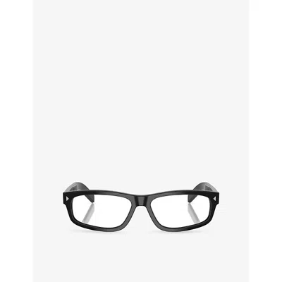 Prada Womens Black Pr B02v Rectangle-frame Acetate Optical Glasses