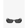 Prada Womens Black Pr B06s Rectangle-frame Acetate Sunglasses In Black