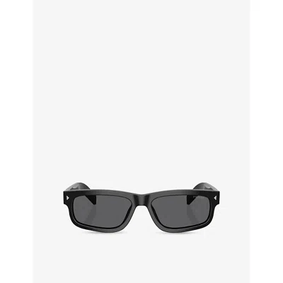 Prada Womens Black Pr B11s Rectangle-frame Acetate Sunglasses