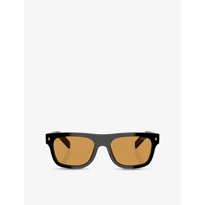 Prada Womens Black Pr B12s Pillow-frame Acetate Sunglasses