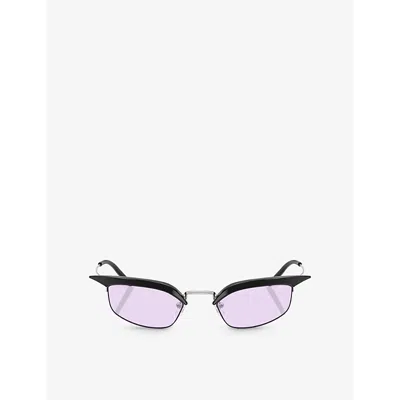 PRADA WOMENS BLACK PR B50S RECTANGLE-FRAME METAL SUNGLASSES