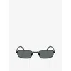 Prada Womens Pr B54s Rectangle-frame Metal Sunglasses Black
