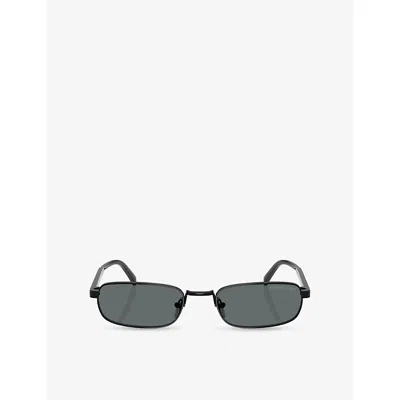 Prada Womens Pr B54s Rectangle-frame Metal Sunglasses Black