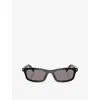 Prada Womens Black Pr D05s Rectangle-frame Acetate Sunglasses
