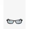 Prada Womens Black Pr D05s Rectangle-frame Acetate Sunglasses In Purple