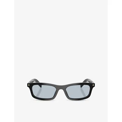 Prada Womens Black Pr D05s Rectangle-frame Acetate Sunglasses In Purple
