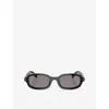 Prada Womens Black Pr D06s Oval-frame Acetate Sunglasses