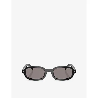 Prada Womens Black Pr D06s Oval-frame Acetate Sunglasses