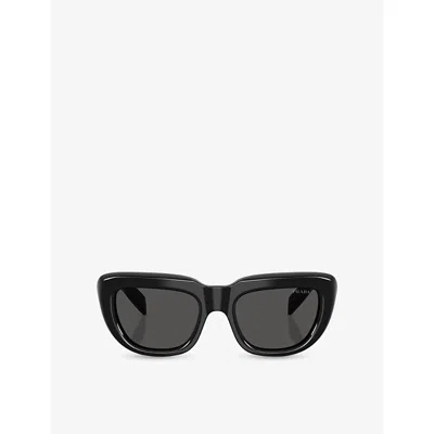 Prada Womens Black Pr D07s Rectangle-frame Acetate Sunglasses