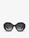 Prada Womens Black Pr16ws Irregular-frame Acetate Sunglasses In Black