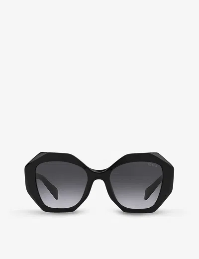 PRADA WOMENS BLACK PR16WS IRREGULAR-FRAME ACETATE SUNGLASSES,44225367