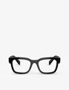 Prada Mens Black Pra10v Square-frame Acetate Optical Glasses In Black